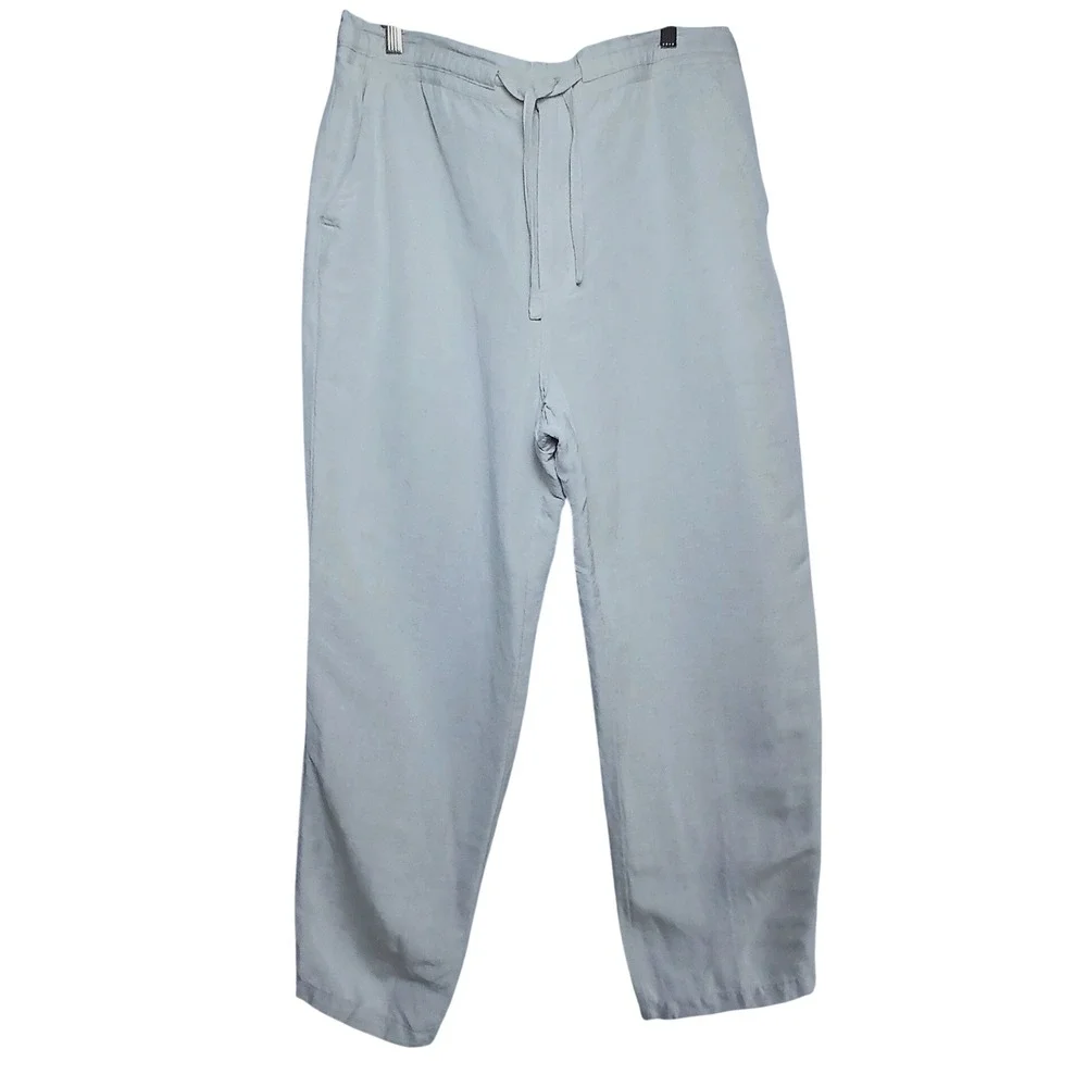 Cubavera Mens Linen Blend Drawstring Pants Beige Casual Resort Coastal